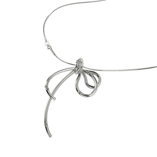 十口二冂stringtirck可调节锁骨项链蝴蝶结新款女设计感小众纯银