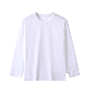 儿童纯棉白色长袖T恤衫男女纯白打底衫学手绘扎染T秋冬内搭白秋衣