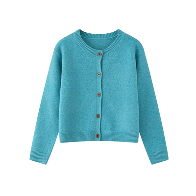 CCKOK纯色圆领针织毛衣开衫