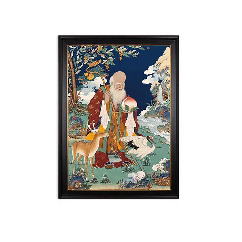 藏式唐卡和谐四瑞钻石画客厅长寿老人画像手工DIY满钻十字绣挂画