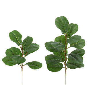 仿真绿植 琴叶榕花盆插花 家居装饰高档过胶绿 叶片 婚庆布展花材