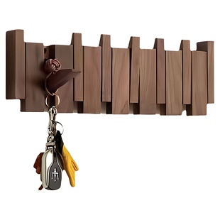 钢琴键挂衣架实木墙上壁挂钩卧室玄关入户进门后置物免打孔挂衣钩