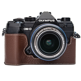 适用于奥林巴斯em10四代皮套E-M5三代/OM5保护套真皮底座相机包