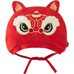 [满地金]aqpa爱帕婴儿帽子新年刺绣虎头帽春秋新款新生儿宝宝胎帽