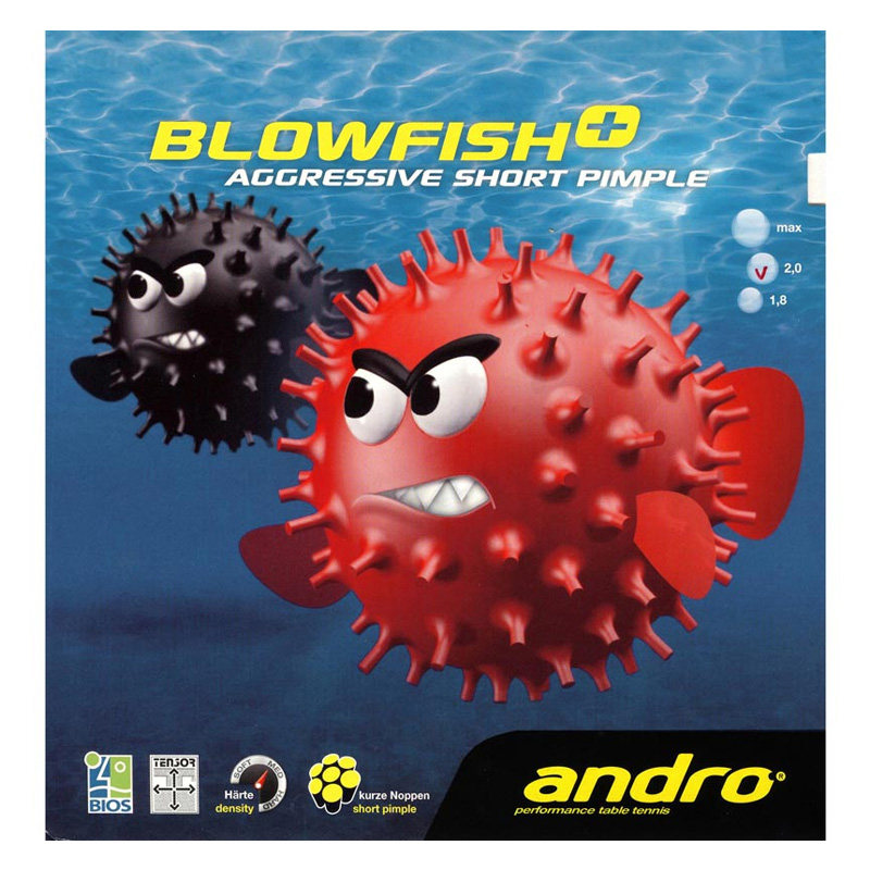 ANDRO岸度气泡鱼BLOWFISH毒河豚颗粒乒乓球正胶套胶生胶两只鱼