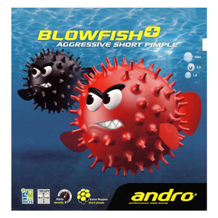 ANDRO岸度气泡鱼BLOWFISH毒河豚颗粒乒乓球正胶套胶生胶两只鱼