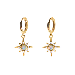 KNA珂娜「澳宝星芒」八角星纯银耳坠S925银耳环女镶钻澳宝欧美ins