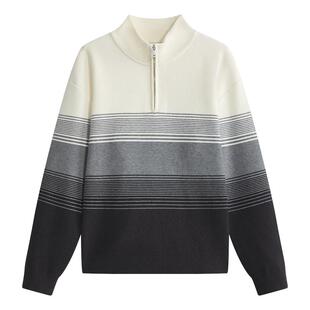 【托斯卡绒】ZIOZIA通勤男装25秋冬韩系立领套头毛衣半拉链微阔版