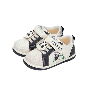 泰兰尼斯春秋新款男宝宝学步鞋防撞软底熊猫板鞋女童贝壳头机能鞋