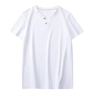 潮流男士短袖t恤纯棉V领2026新款上衣服男装夏季半袖体恤打底长袖