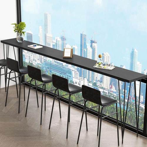 实木吧台桌家用阳台长条桌靠窗窄桌子奶茶店高脚桌商用酒吧台桌椅