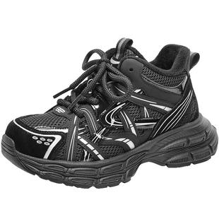 百丽星河轨迹厚底高帮老爹鞋男女中童新款加绒运动休闲鞋K6506D84