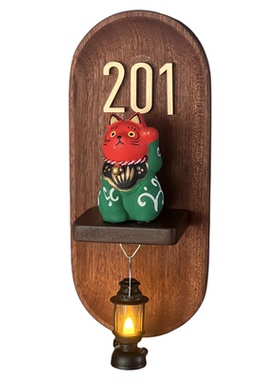 招财猫免打孔门牌创意设计