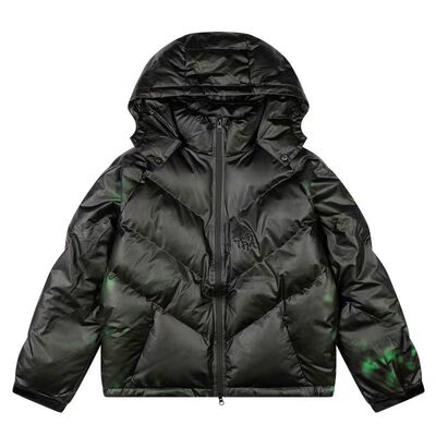 跨境mertra温感渐变绿色面包服加厚保暖立领可卸男女连帽夹克外套