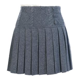 lefame拉飞姆2026早春新品时尚撞色褶裥针织半身裙百褶裙短款