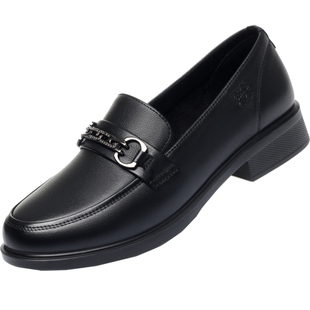 木林森乐福鞋女2025新款春秋真皮小皮鞋英伦风平底鞋休闲单鞋女鞋