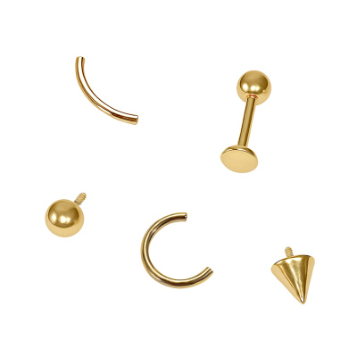 仙人 钛合金镀金16/18g 底座/球球/C环/弯杆 替换配件 内螺纹使用