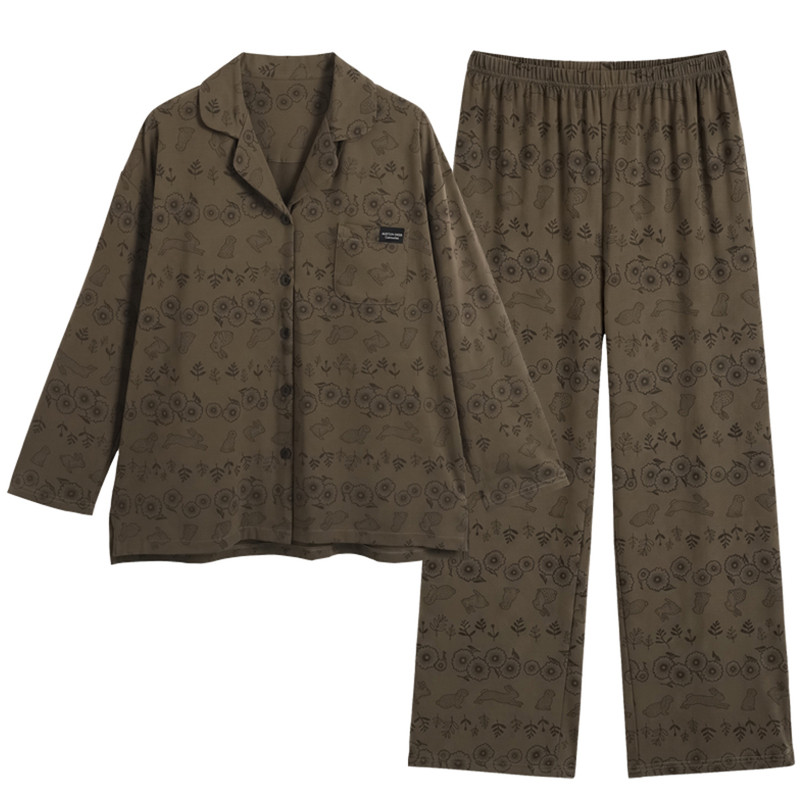 春秋夏冬天女士纯棉带胸垫家居服
