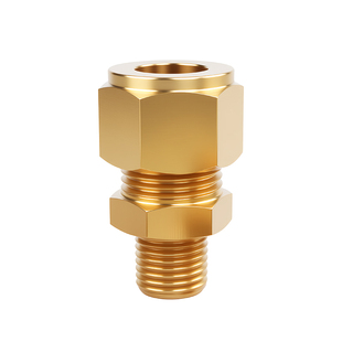 黄铜外丝卡套直接铜管接头高压油管接头外螺纹1/4-6mm/8mm铜接头