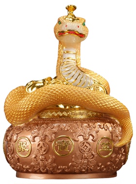 灵蛇献宝玉石平安扣摆件生肖蛇家居装饰客厅玄关办公乔迁开业礼品