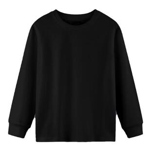 儿童加绒白色打底衫男女童春秋纯棉上衣纯白色收口袖儿童长袖T恤