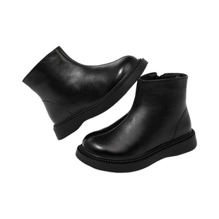 奥康童鞋女童靴子2025新款冬季真皮加绒女孩黑色皮鞋中大童马丁靴