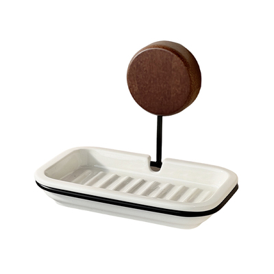 胡桃木吸盘式肥皂盒壁挂式家用免打孔香皂盒卫生间墙上沥水置物架