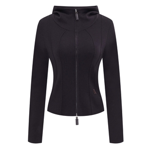 IDPAN双拉链针织开衫修身极简连帽羊毛衫休闲上衣2025冬季新款