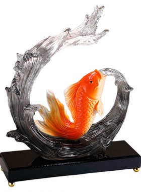 新中式风生水起招财鱼摆件客厅搬家礼物办公室装饰品乔迁新居礼品