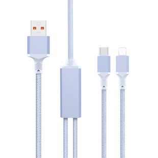 100W快充一拖二数据线适用iPhone15/16华为苹果14二合一充电线加长2/3米充电宝短线0.5米公司礼品logo定制
