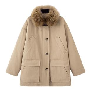 画风2025冬季新款派克羽绒服女可拆卸毛领保暖防风外套中长款