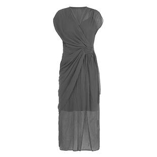 sdeer圣迪奥女装优雅V领收腰垂坠两件套连衣裙S223Z12K8