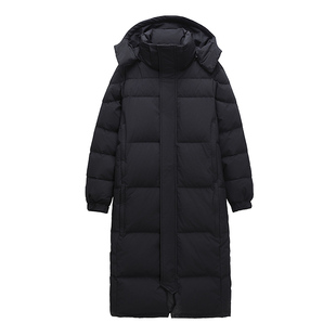 羽绒服女2025年新款中长款过膝加厚大码黑色中戏男女情侣冬季外套