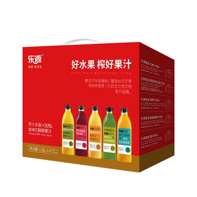 乐源果汁饮料礼盒装1.08L*4