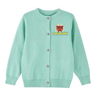 班吉鹿2025秋新款男女童毛衣100%棉纱开衫针织衫圆领纯棉儿童毛衣