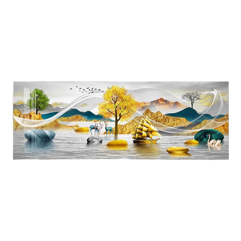 现代简约轻奢客厅装饰画大气山水画寓意好沙发背景墙画办公室挂画