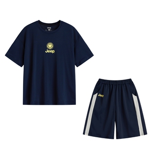 Jeep吉普男童运动套装夏季新款透气速干冰感网球服短袖短裤两件套