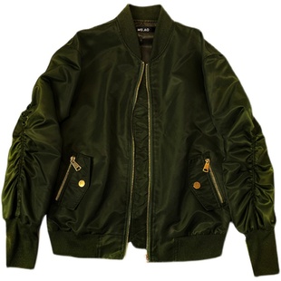 2023秋冬新款宽松短款飞行员夹克加厚小外套明星薄款棒球服女大码