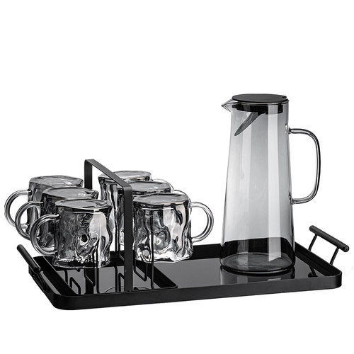 带把手玻璃杯高级感轻奢玻璃水壶杯子家用喝水客厅待客水杯套装