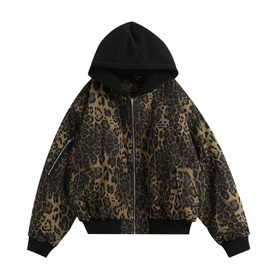 INSstudios重工豹纹假两件棉服
