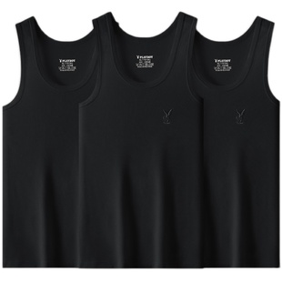 花花公子纯棉男士背心男款无痕运动吸汗全棉白色内穿夏季打底汗衫