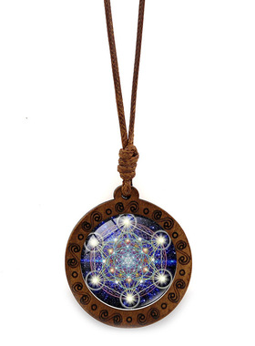 斯里兰卡曼陀罗时光宝石木质吊坠项链女百搭复古棕色蜡绳毛衣链