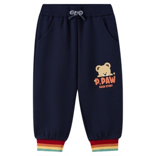 【索罗娜】PawinPaw卡通小熊童装25年冬季新款男宝宝加绒休闲裤
