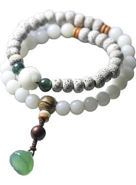 星月菩提子玛瑙佛珠手链高密顺白