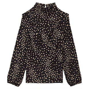 bash春季谧影游点法式优雅不规则波点衬衫女上衣1H25DELP