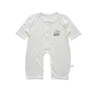 莫代尔婴儿连体衣开裆夏季薄款长袖婴幼儿衣服男女宝宝空调服睡衣