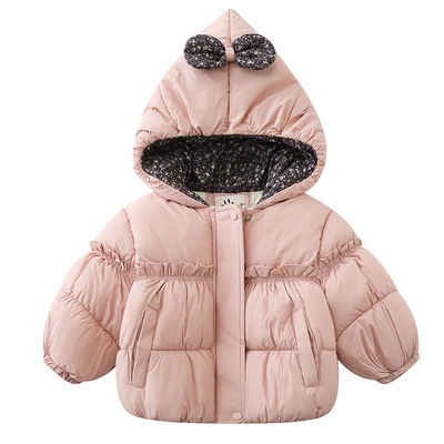 女童加绒加厚棉衣2025新款女宝冬季洋气连帽保暖外套冬装夹棉棉袄