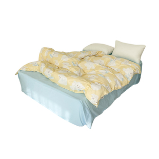 小羊莉娜  少女系原创插画奶黄色小羊羔全棉被套被罩 可定制尺寸