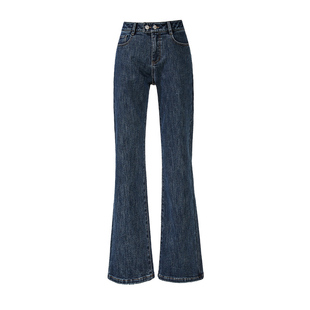 逸阳复古微喇叭牛仔裤女九分2025年冬季新款加绒保暖修身显瘦裤子