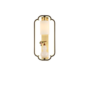 新中式全铜壁灯现代客厅云石电视背景墙壁灯中国风走廊卧室床头灯